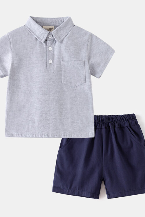 Boys’ Short Sleeve and Mid-Length Pants Two-Piece Set, Kids Clothing Wholesale