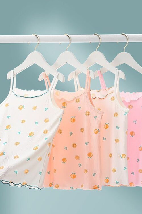 Girls’ Sleeveless Vest Summer Outerwear Fashionable and Stylish Mid to Large Kids Ice Silk Lightweight Inner Layer Children’s Vest Underwear