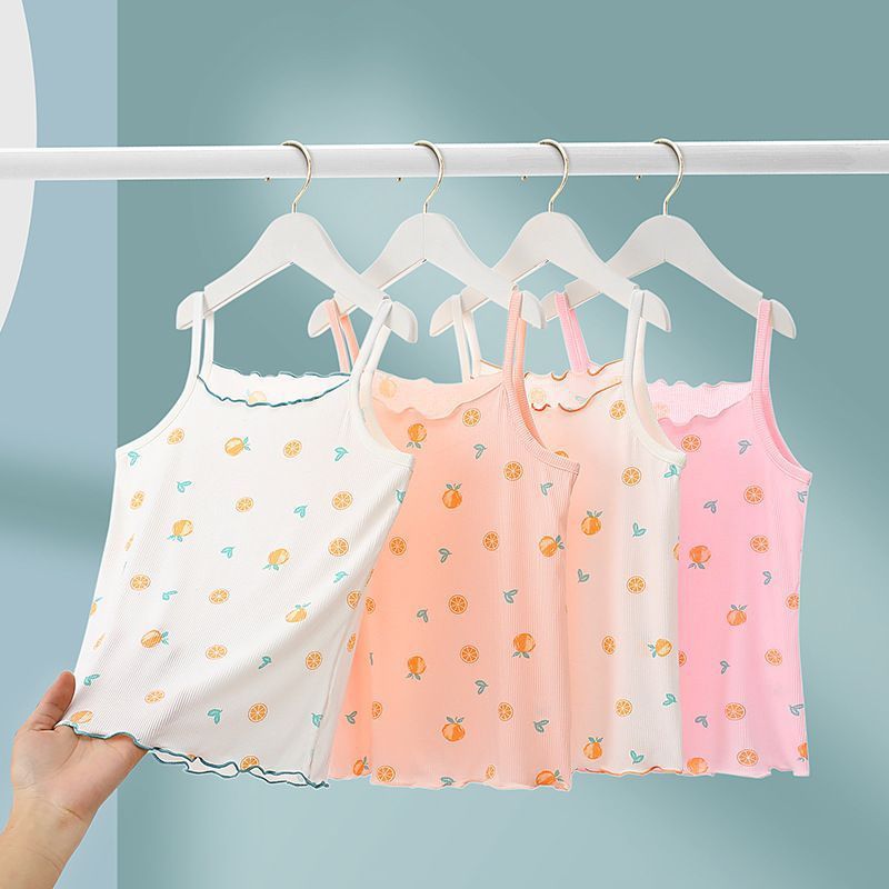 Girls' Sleeveless Vest Summer Outerwear Fashionable and Stylish Mid to Large Kids Ice Silk Lightweight Inner Layer Children's Vest Underwear