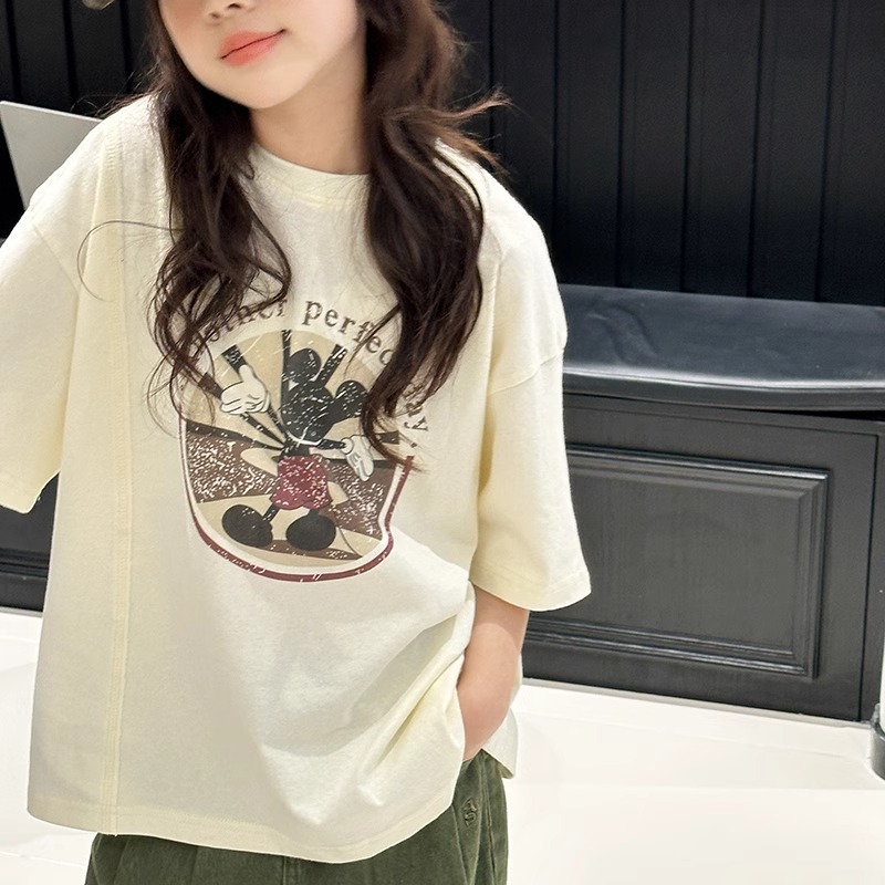 Cute Cartoon Short Sleeve T-Shirt for Girls, Top for Kids and Older Children - Image 2