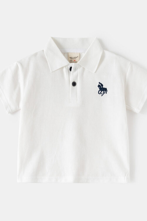 Short Sleeve Turn-down Collar Children’s Polo Shirt  Casual Sleeve Label Design