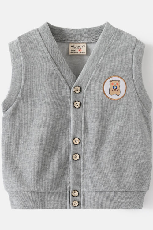 Children’s Vest for Boys, Cartoon Knit Waistcoat, Lightweight Outerwear, Kids’ Sleeveless Jacket