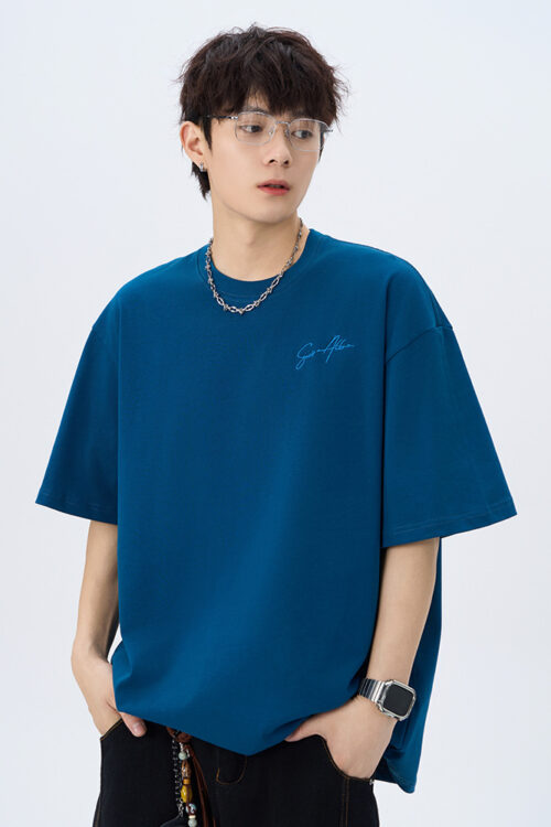 American High Street Heavyweight Cotton Oversize Short-Sleeved T-Shirt Men’s Cool 2025 Summer Trendy Brand Couple Loose Top