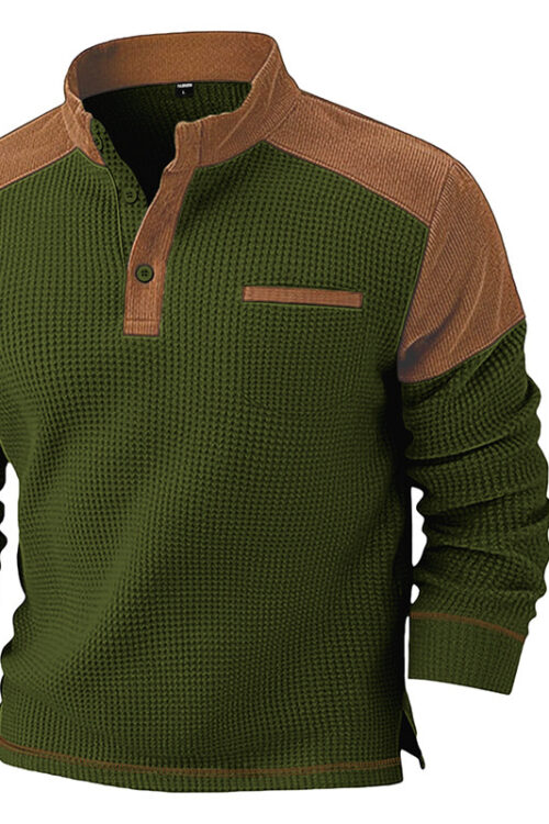 Mens Casual Corduroy Hoodie With A Stand-up Collar And Long Sleeves